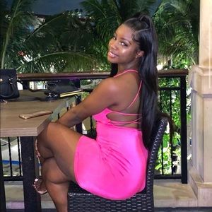 Hot Pink Backless dress